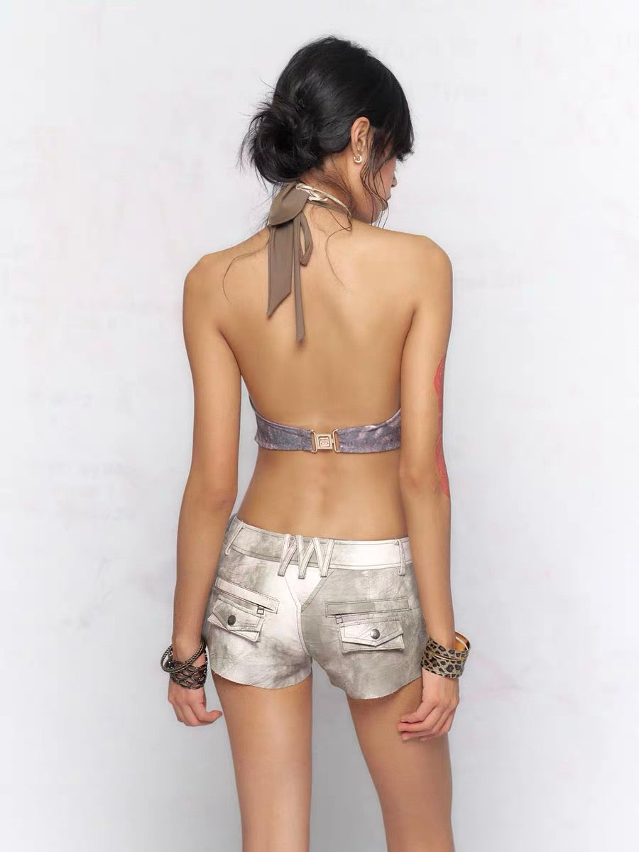 Floirds Market Marble Gray Leather Skort