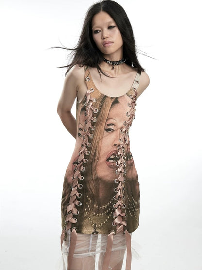 Fruitanari printed tie-up dress