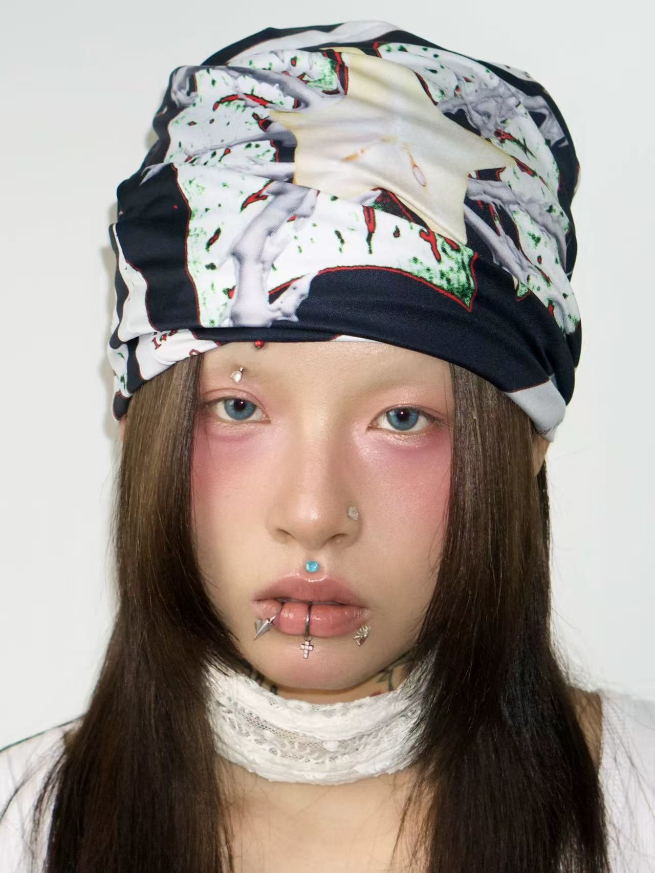 Timrockit Grocery Printed Layered drape headscarf