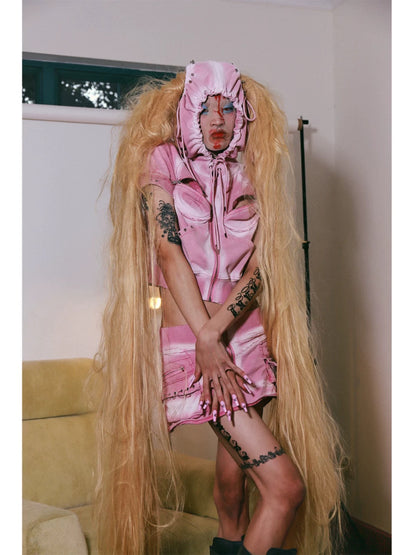 Fruitanari Distressed Hoodie In Pink