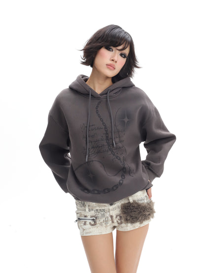 Dolomedes Grey Fleece Lined Oversized Hoodie