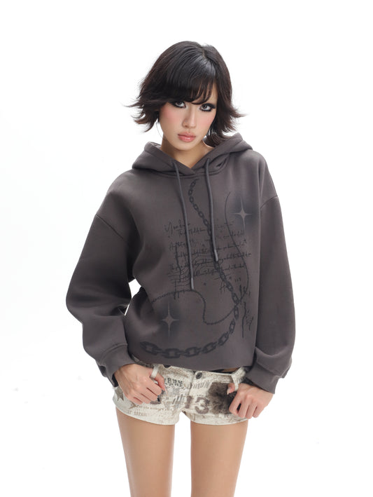 Dolomedes Grey Fleece Lined Oversized Hoodie