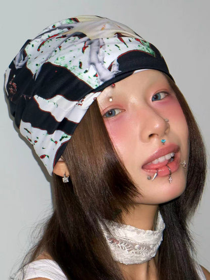 Timrockit Grocery Printed Layered drape headscarf