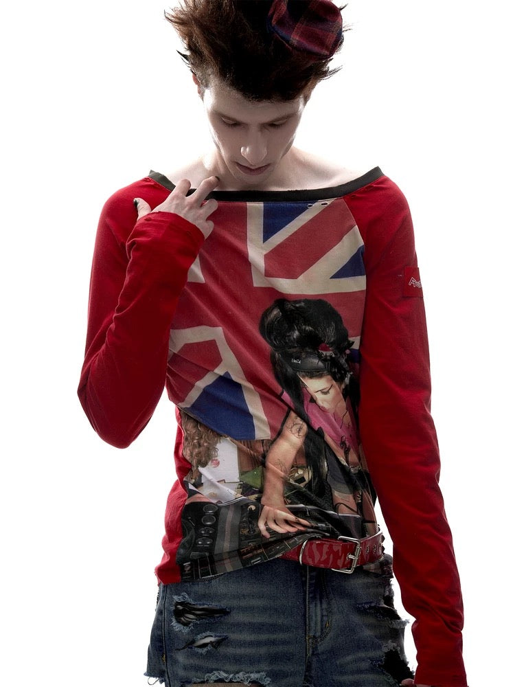 Fruitanari printed loose-fit long-sleeve top