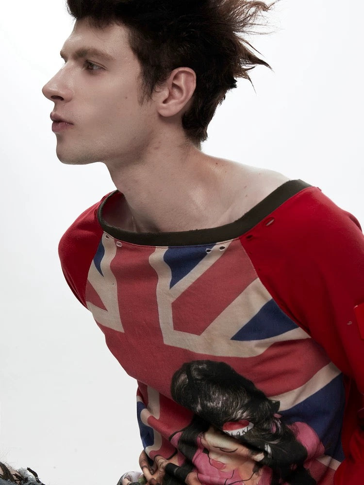 Fruitanari printed loose-fit long-sleeve top