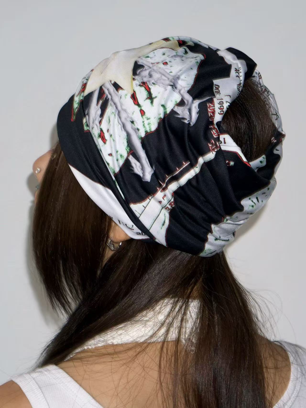 Timrockit Grocery Printed Layered drape headscarf