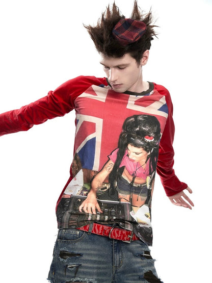 Fruitanari printed loose-fit long-sleeve top