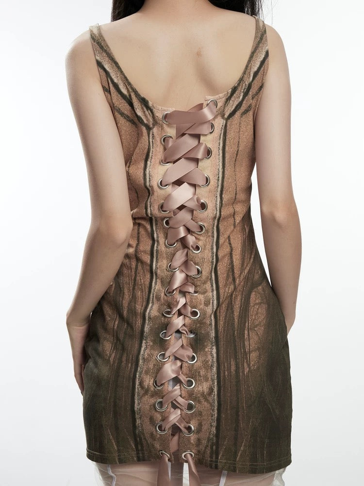 Fruitanari printed tie-up dress