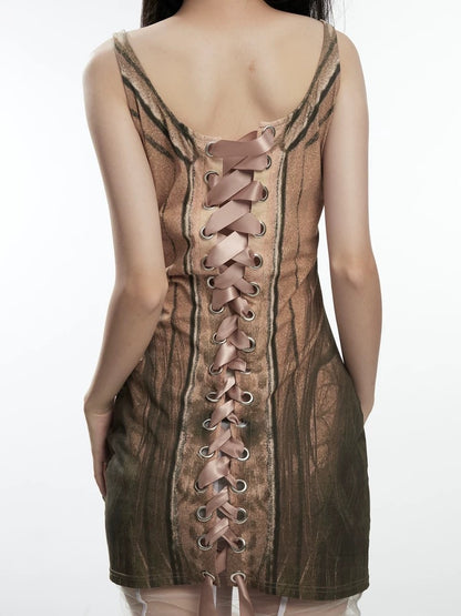 Fruitanari printed tie-up dress