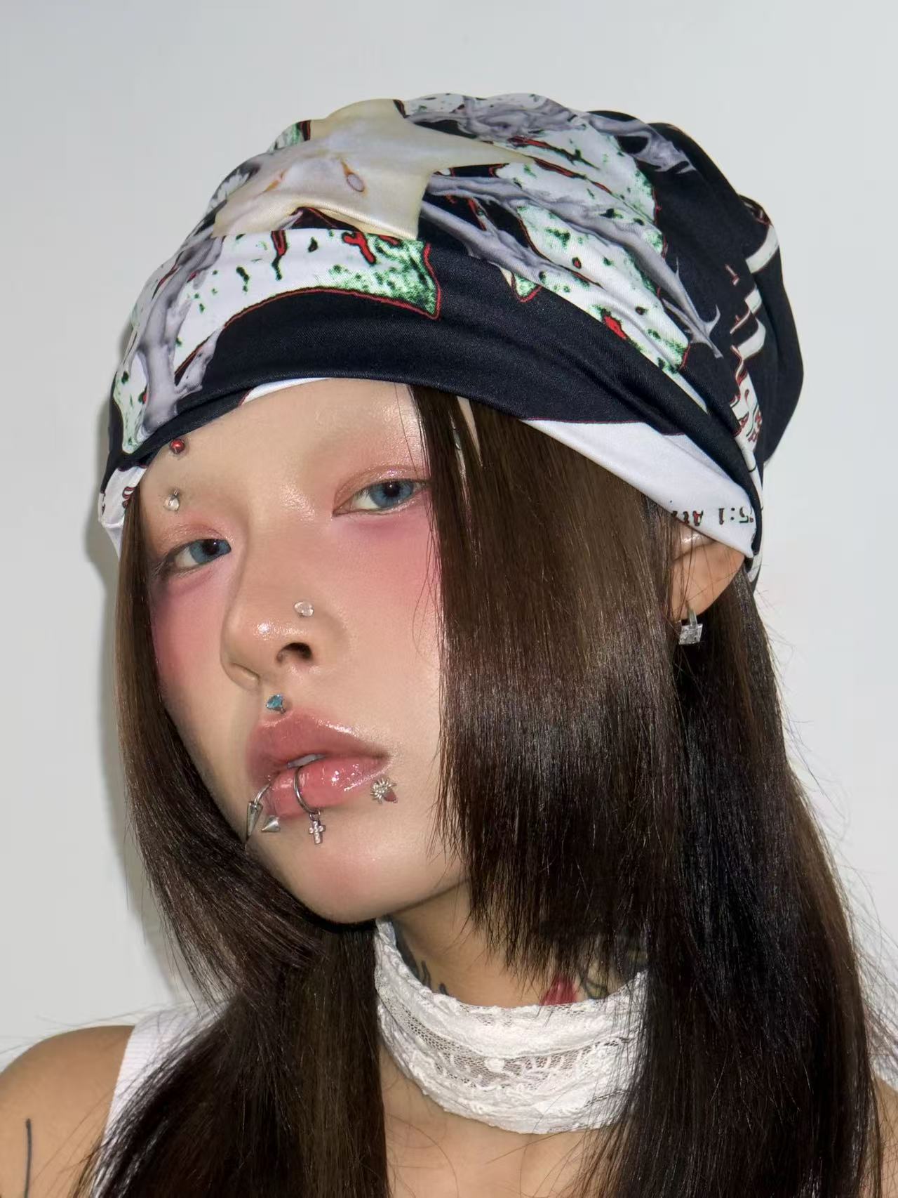 Timrockit Grocery Printed Layered drape headscarf