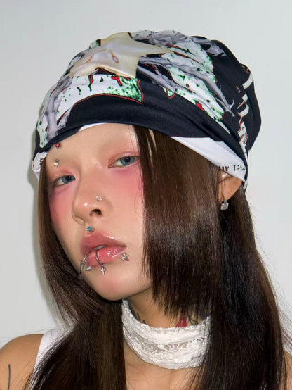 Timrockit Grocery Printed Layered drape headscarf