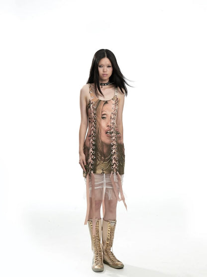 Fruitanari printed tie-up dress