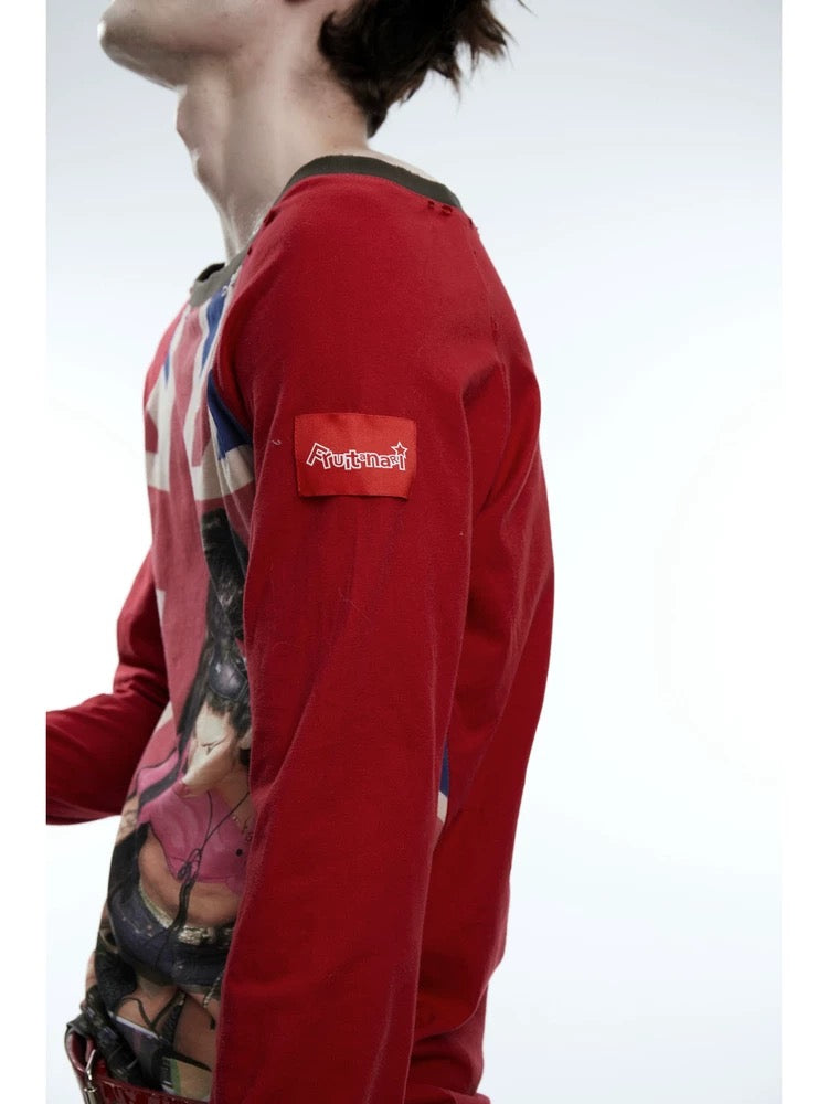 Fruitanari printed loose-fit long-sleeve top