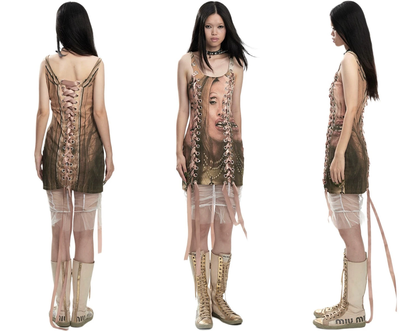 Fruitanari printed tie-up dress