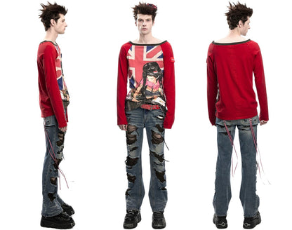 Fruitanari printed loose-fit long-sleeve top