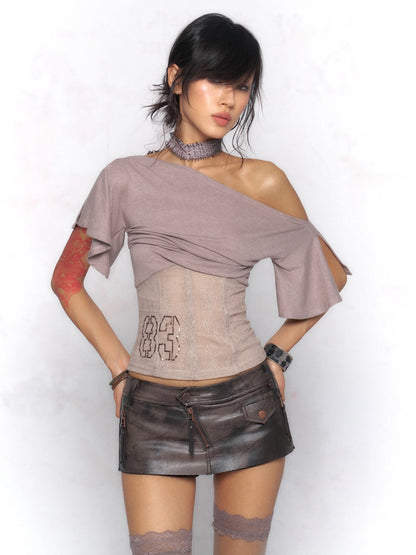 Floirds Market Dark Brown Leather Skort