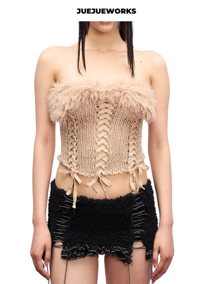 JUEJUEWORKS Hand-Knit Tube Top in Nude