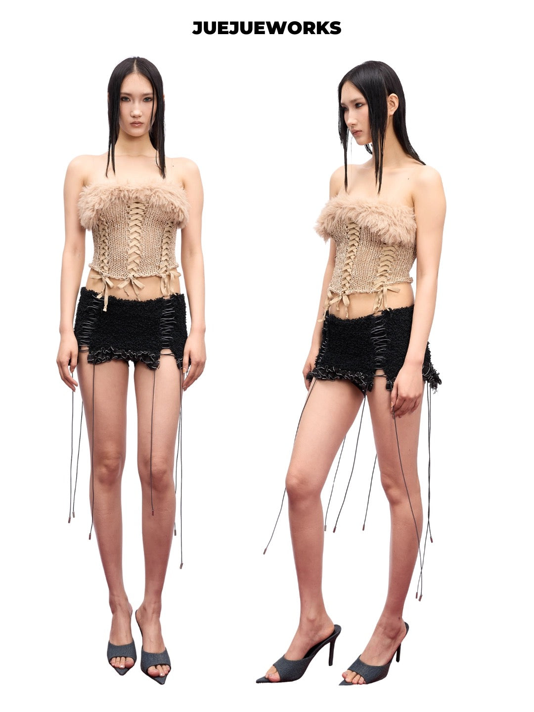 JUEJUEWORKS Hand-Knit Tube Top in Nude