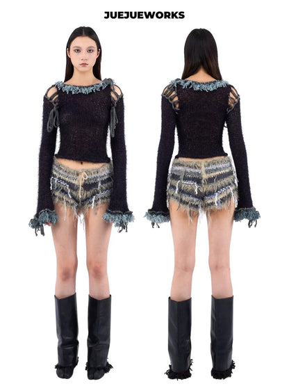 JUEJUEWORKS Hand-Knit Long Sleeve Top