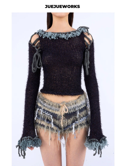 JUEJUEWORKS Hand-Knit Long Sleeve Top