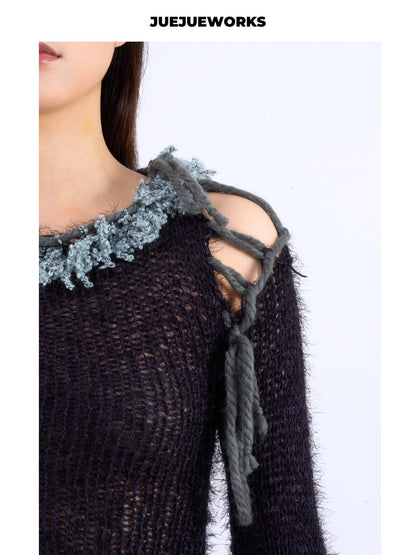 JUEJUEWORKS Hand-Knit Long Sleeve Top