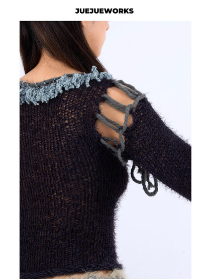 JUEJUEWORKS Hand-Knit Long Sleeve Top