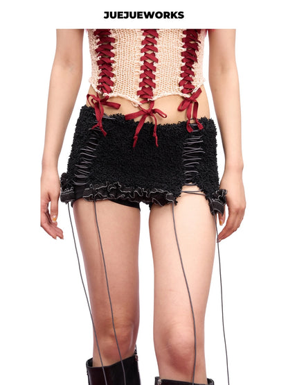 JUEJUEWORKS Hand-Knit Tube Top in Red