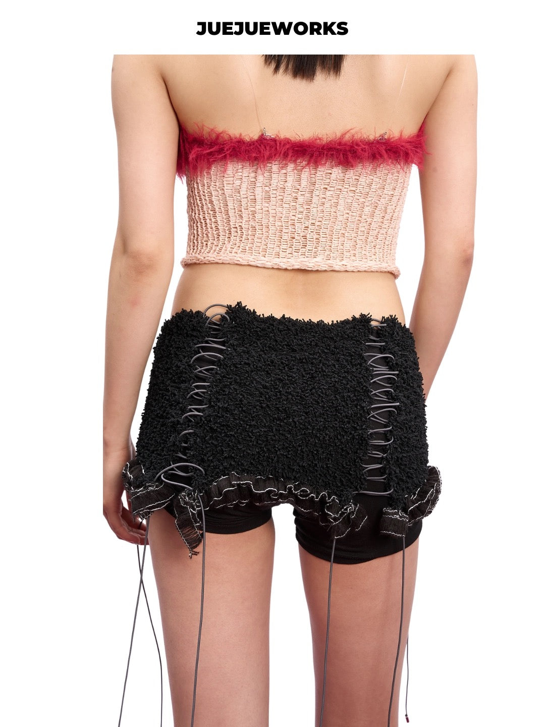 JUEJUEWORKS Hand-Knit Tube Top in Red