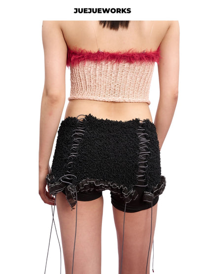 JUEJUEWORKS Hand-Knit Tube Top in Red