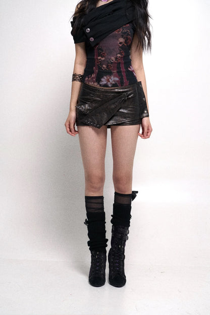 Floirds Market Dark Brown Leather Skort