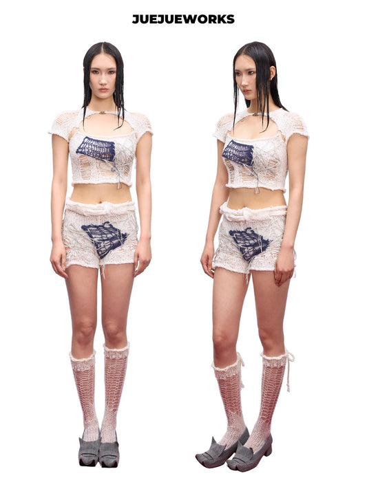 JUEJUEWORKS Hand-Knit Micro Shorts