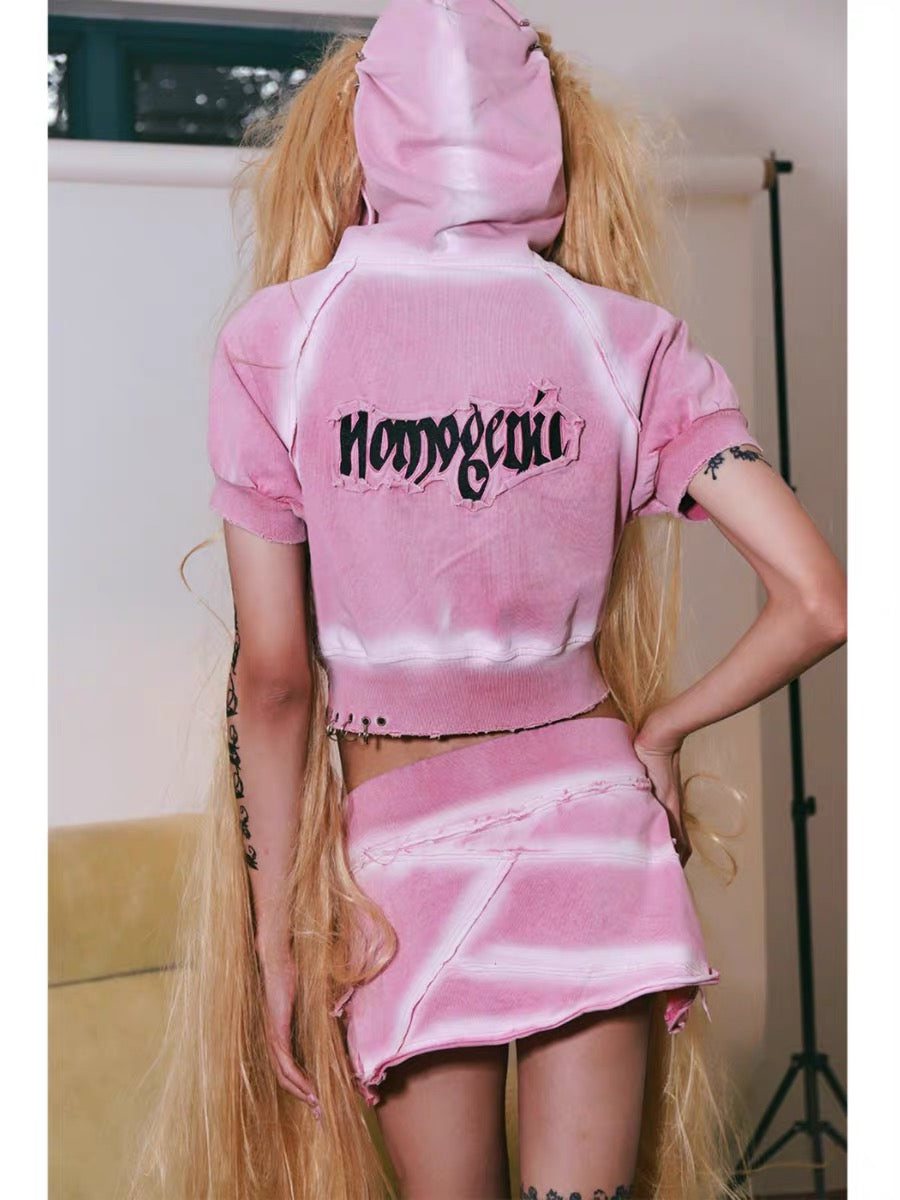 Fruitanari washed studded skirt