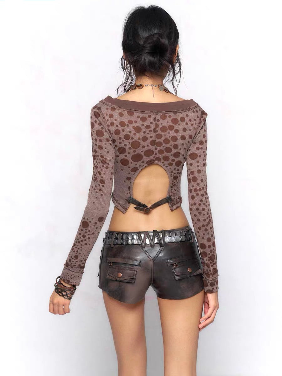 Floirds Market Dark Brown Leather Skort