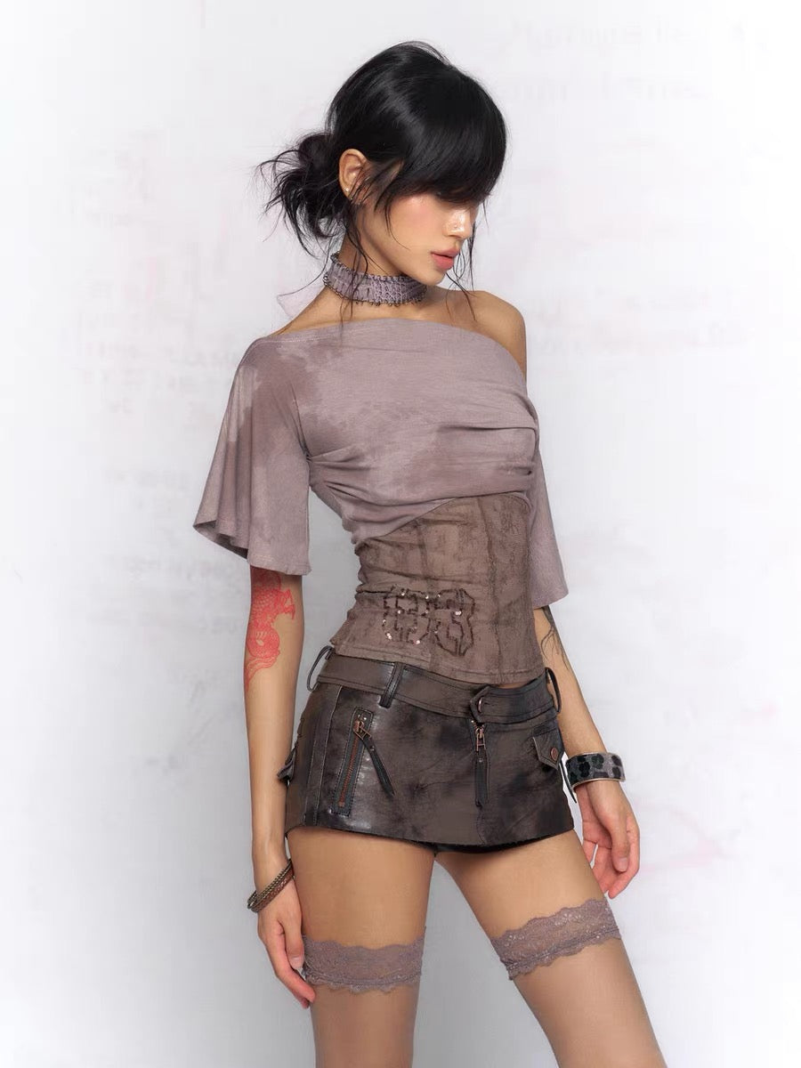Floirds Market Dark Brown Leather Skort
