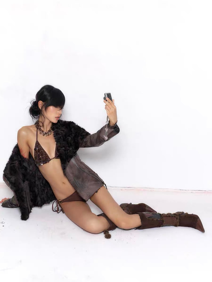 Floirds Market Lapel Lamb Fur Coat