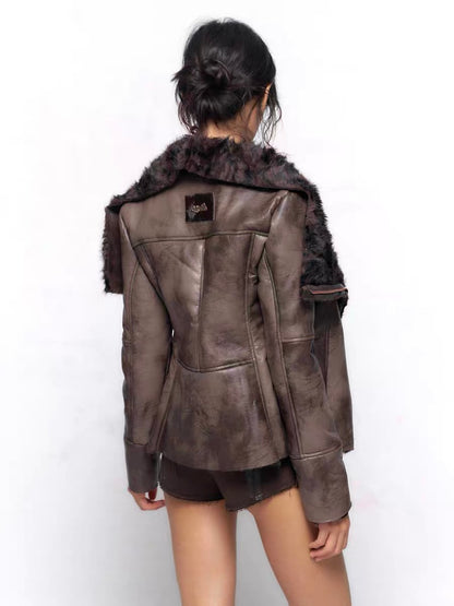 Floirds Market Lapel Lamb Fur Coat